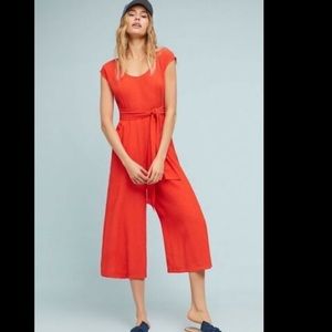 Anthropologie Abbey Jumpsuit Red Orange.